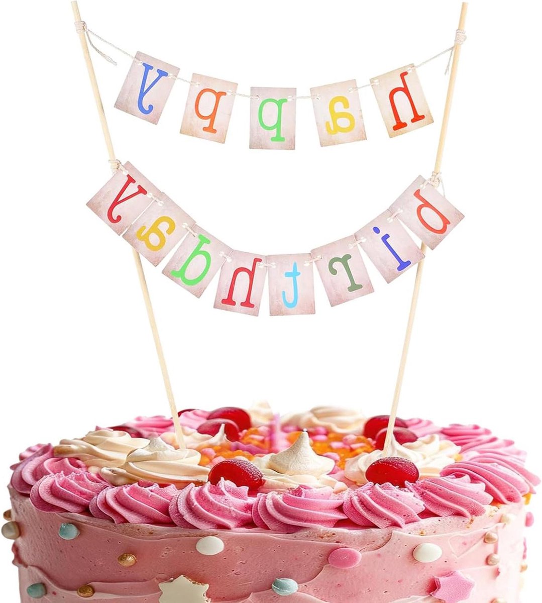 Brenzoos - Verjaardagswimpel Taartdecoratie Happy Birthday Sterren