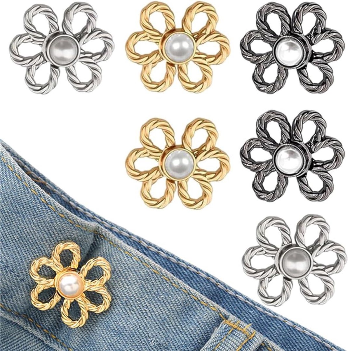 Brenzoos - Verstelbare knopen voor taille - 3 paar - Tailleknopen voor jeans en jurken