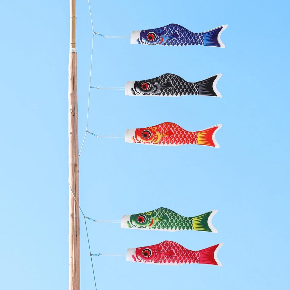 Brenzoos - Vis Windszak Set - Traditionele Japanse Stijl - Anime Satijn Vlag - Karper Vis Decoratie - Wind Directionele Tekens - 40 cm - Home Shop Decoratie