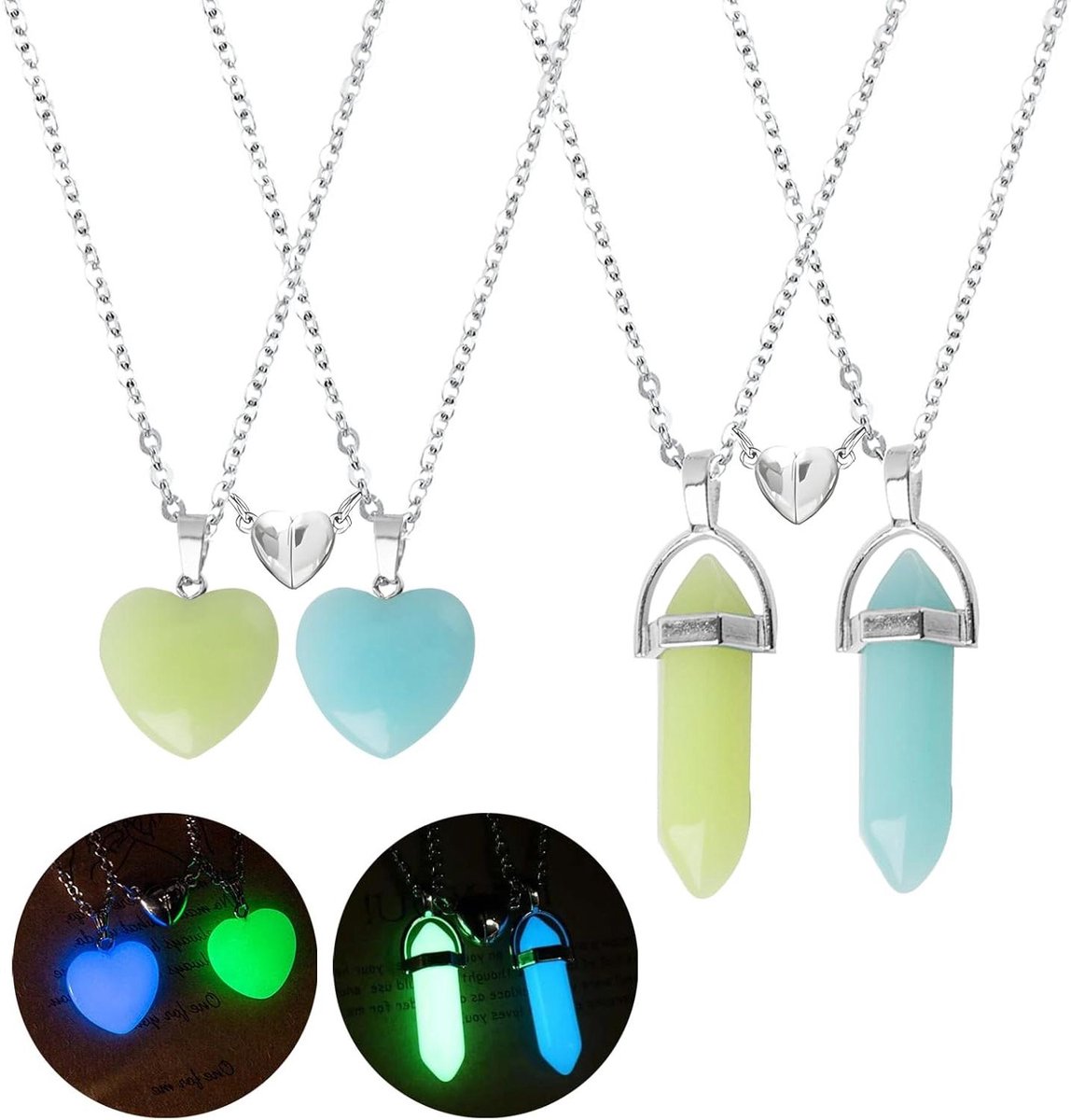 Brenzoos - Vrouwen Hanger met Kristal Zeshoekig Hart - Vriendschap Ketting voor Paren Geef je geliefde een speciaal cadeau met deze mooie vriendschapshanger met heldere natuursteen. Perfect voor koppels! - Hobbyhanger