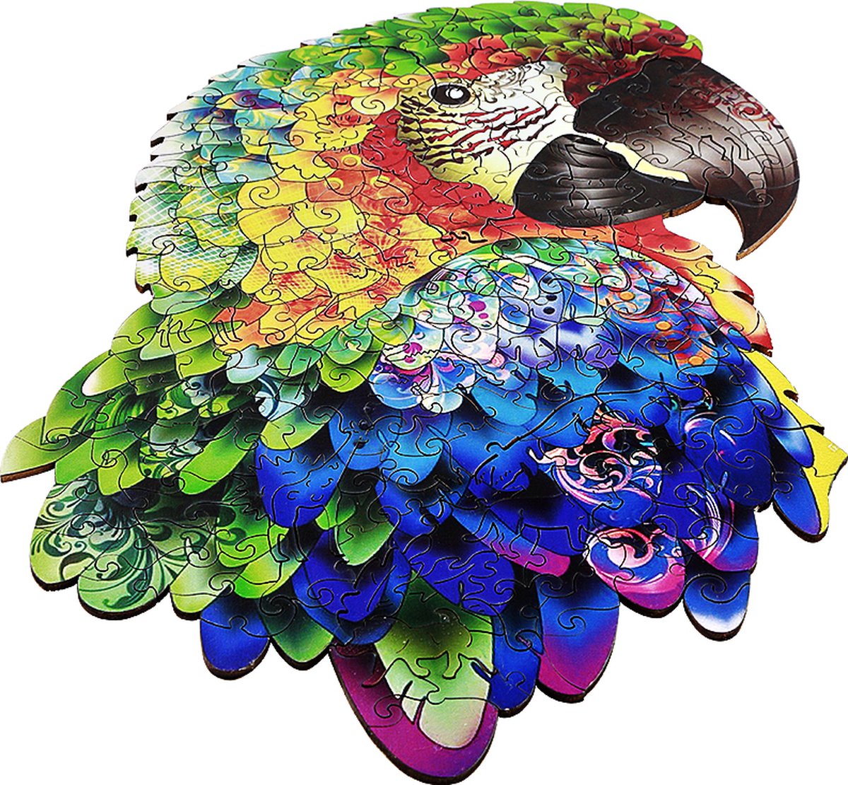 Brickkies®, Papegaai, Cute Parrot, Jigsaw puzzle, houten puzzel, A3, maat L, 40 x 30 cm, 300  stukjes
