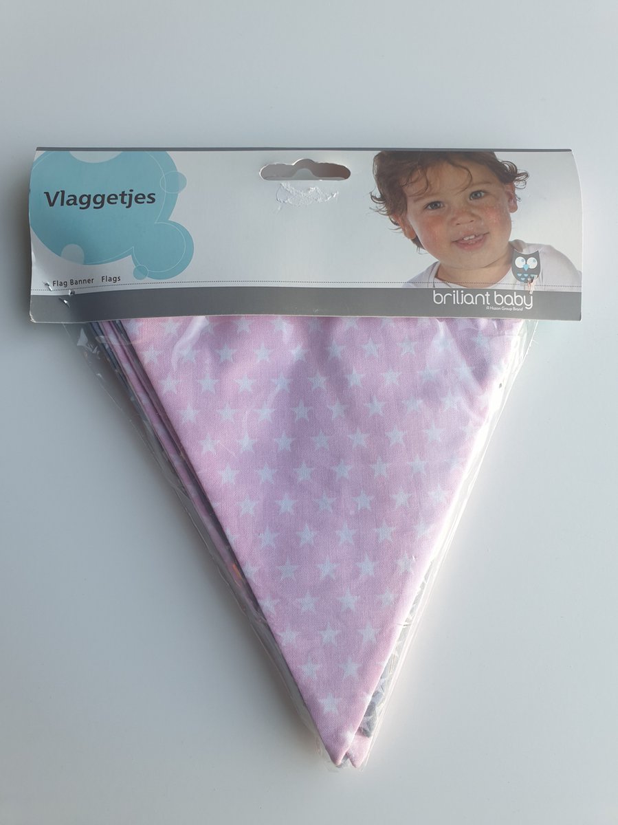 Briljant baby Vlaggetjes Roze/Grijs