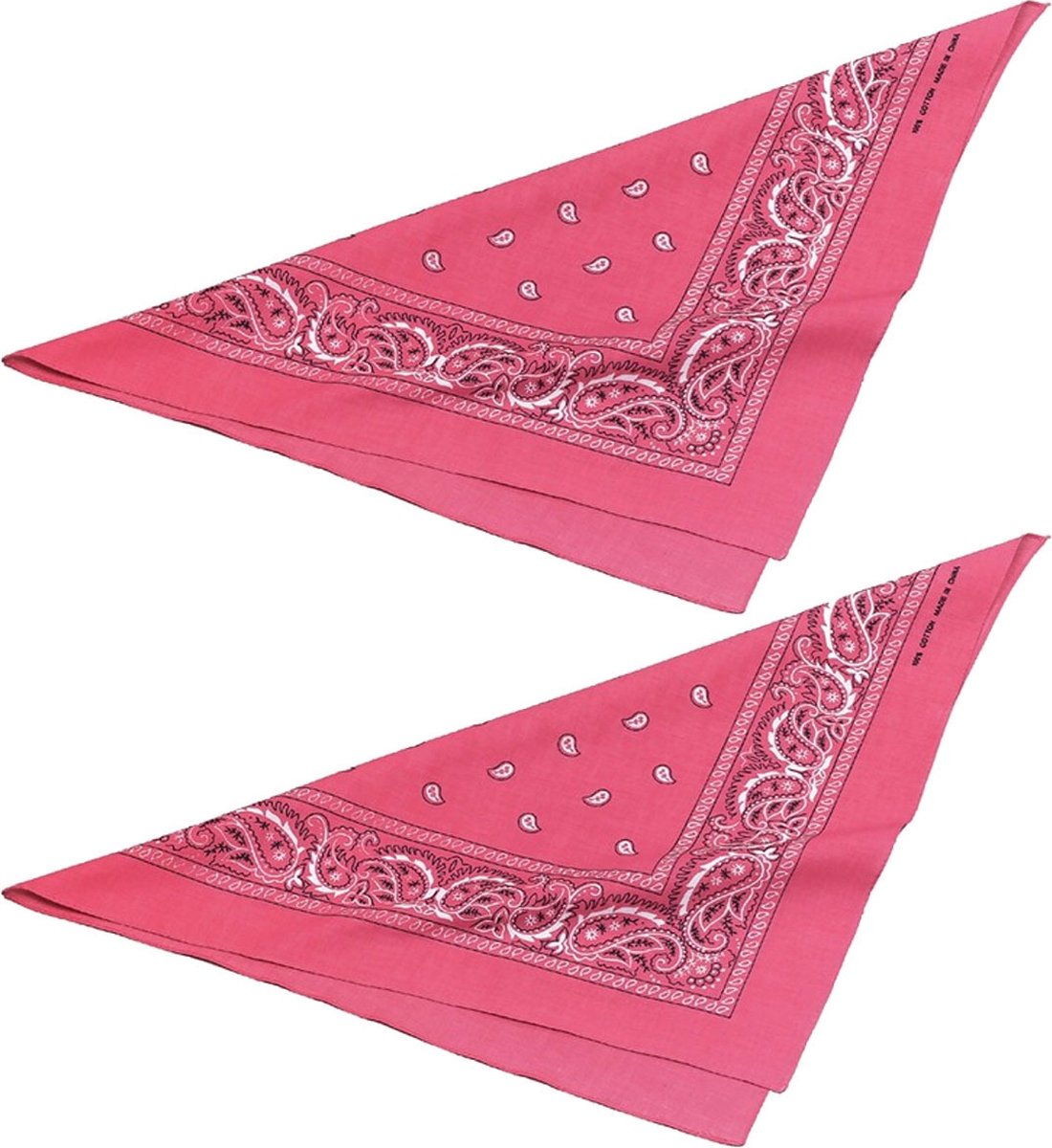 2x stuks carnaval/verkleed zakdoek roze cowboy/western/pride thema