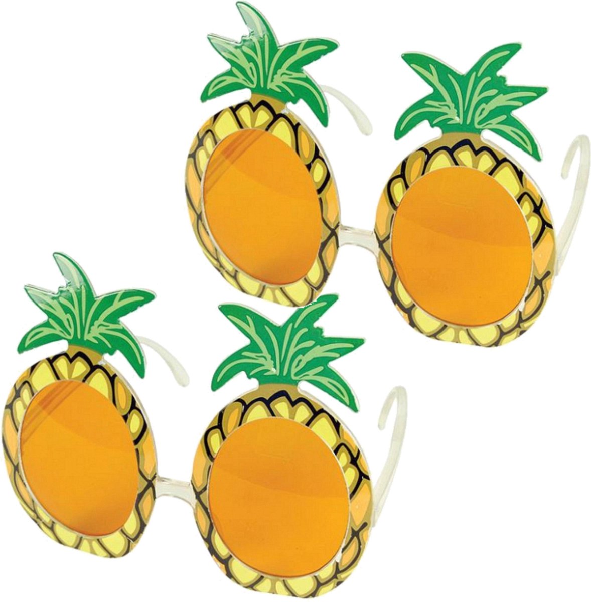 4x stuks tropische Hawaii thema verkleed bril met ananas glazen - Carnaval feestbrillen
