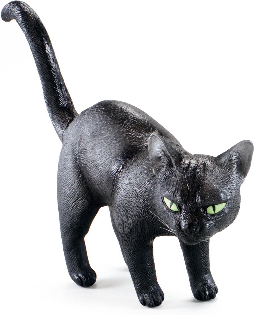 Rubberen zwarte kat horror decoratie 23 cm - Halloween themafeest versiering en decoratie