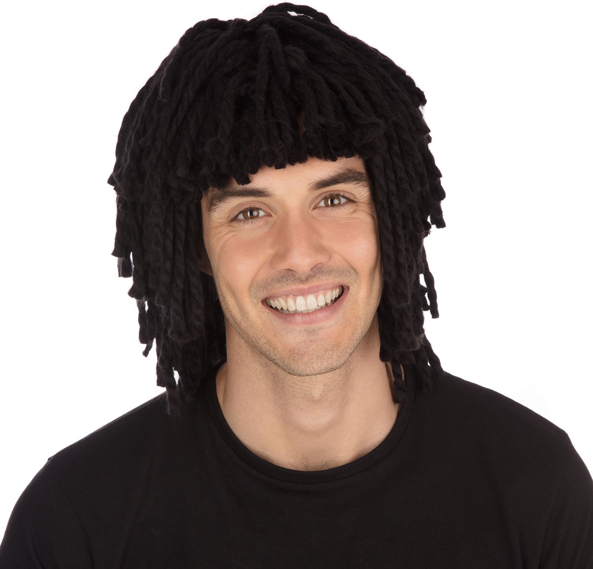 Bristol novelty - Carnaval rasta/reggae pruik met dreadlocks en pony - zwart- verkleed accessoires