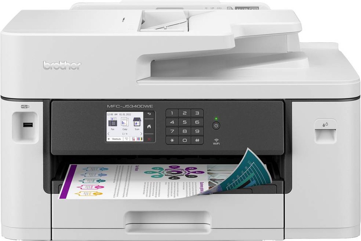 Brother MFCJ5340DWE Multifunctionele inkjetprinter (kleur) A4 Printen, scannen, kopiëren, faxen ADF, Duplex, LAN, USB,