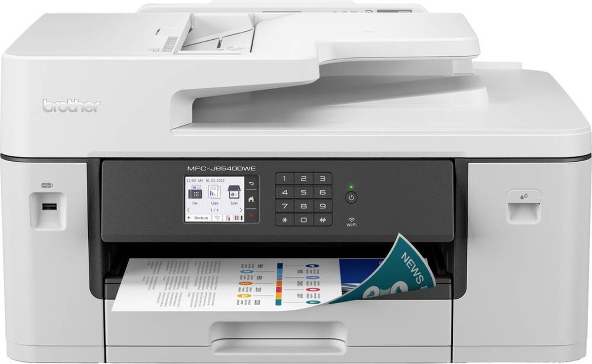   MFCJ6540DWE Multifunctionele inkjetprinter (kleur) A3 Printen, scannen, kopiëren, faxen ADF, Duplex, LAN, USB,