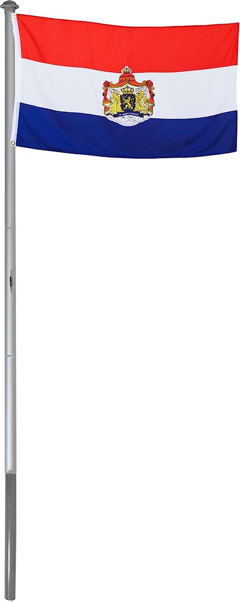 BRUBAKER Aluminium vlaggenmast vlaggenmast 4 m inclusief Duitse vlag + Nederlandse vlag 150 x 90 cm en grondhuls