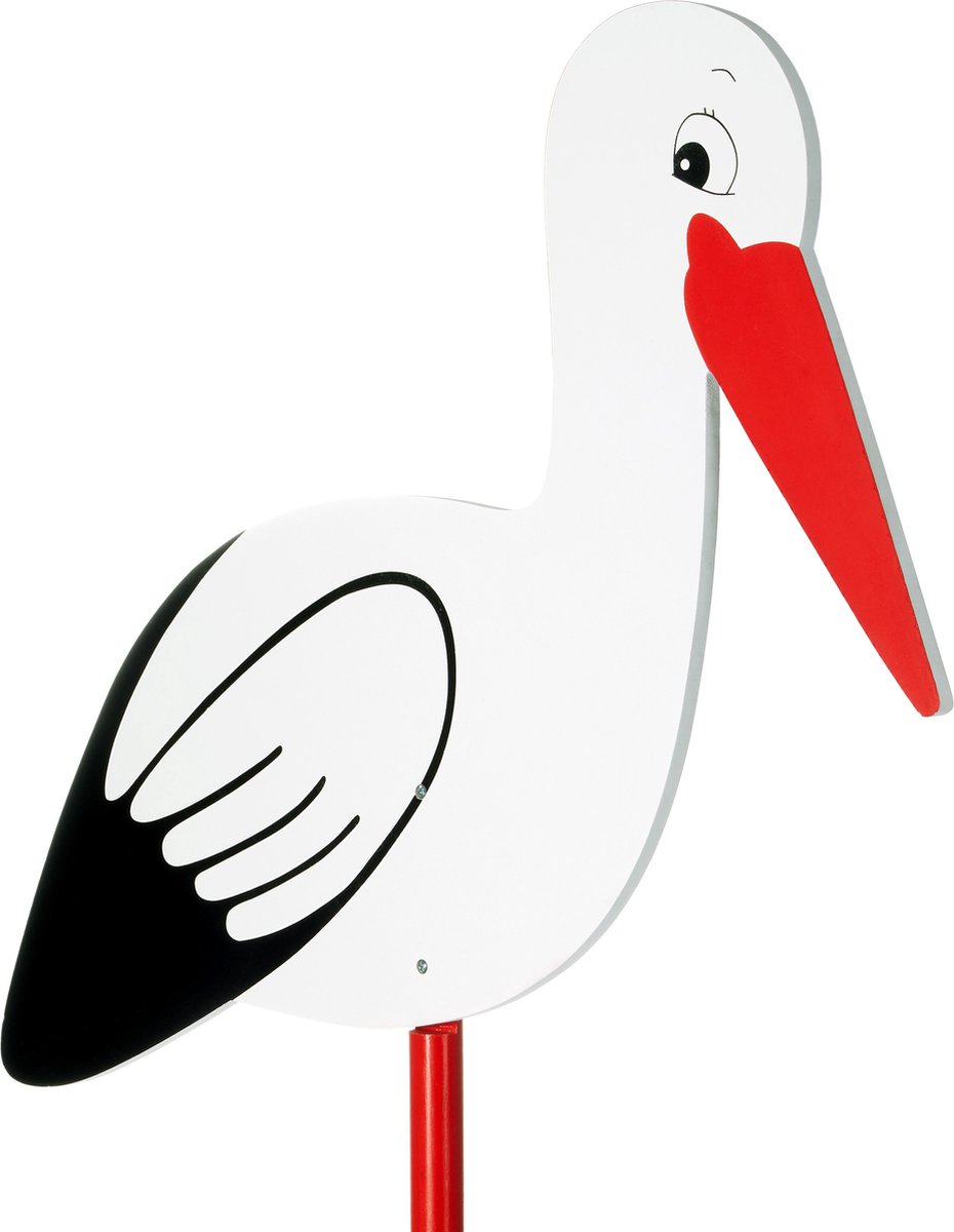 BRUBAKER Grote Ooievaar van Hout - Rammelaar Ooievaar voor Binnen en Buiten - Geboortekado Ooievaar voor Buiten - Geboortekadootje Houten Ooievaar 100 cm Groot, aan Beide Zijden Bedrukt