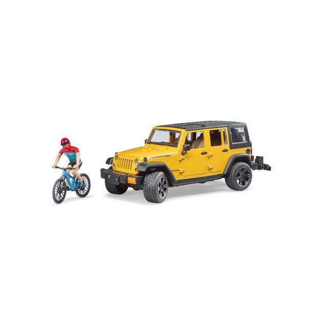   Jeep Wrangler Rubicon unlimited met mountainbiker (02543)