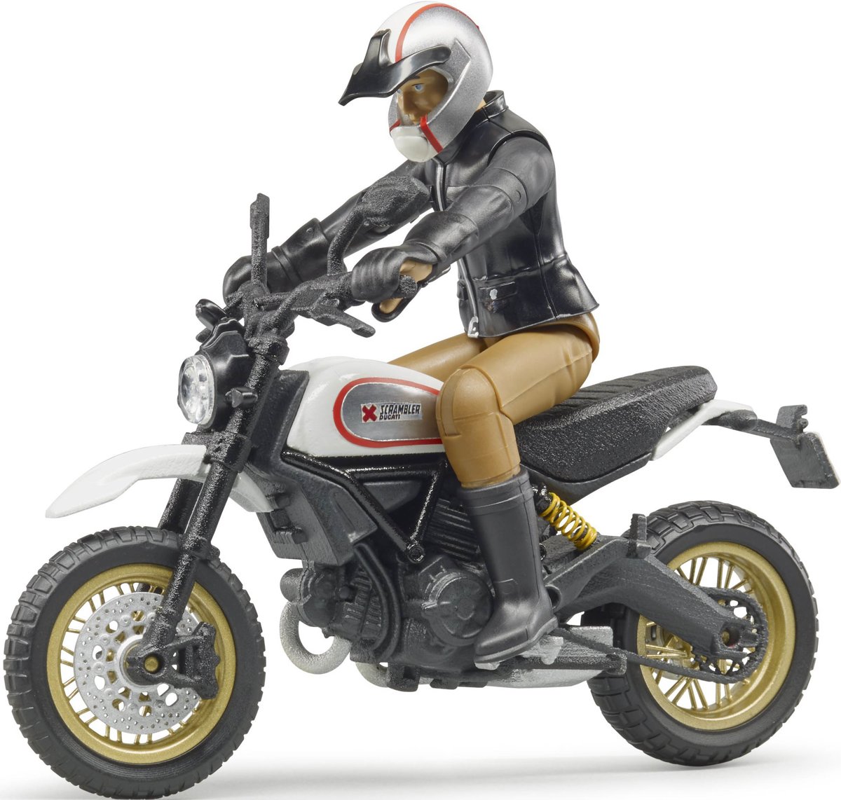 Ducati Scrambler Desert Sled met bestuurder  