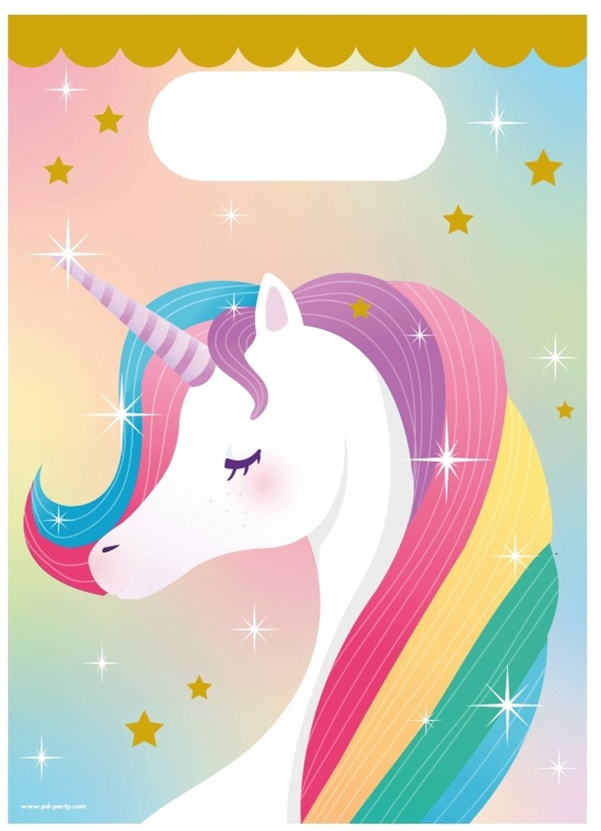 Cadeau tasjes unicorn papier 23x16cm 6 stuks