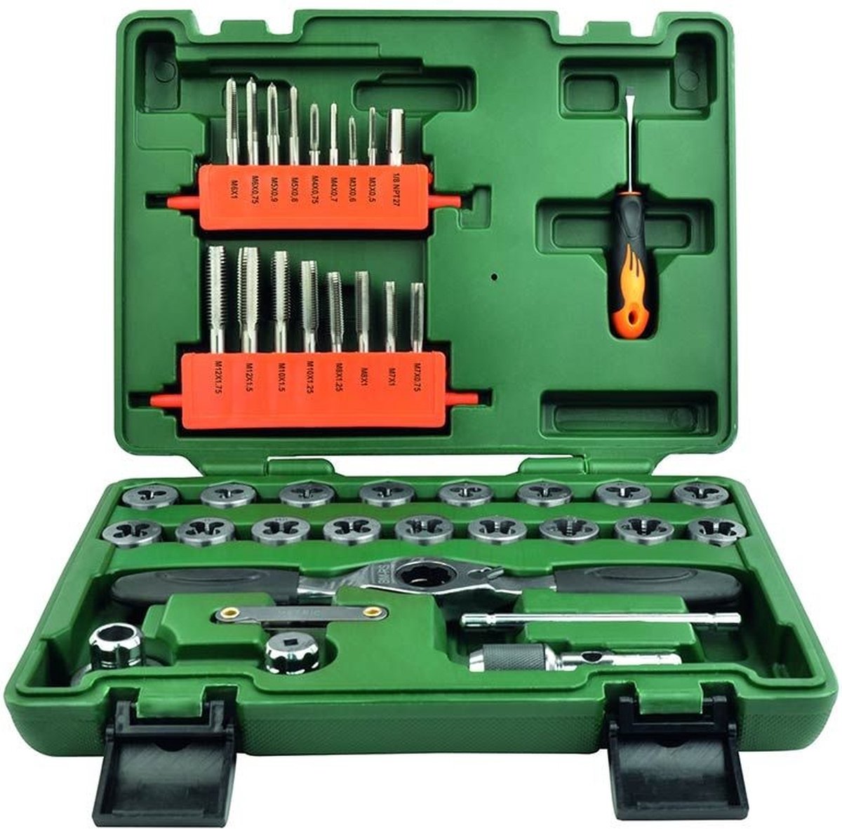 Brüder Mannesmann - 40-delige-Tap- en snijmoerenset - Metrisch - In Handige Cassette - Zeer compleet - 10 jaar garantie