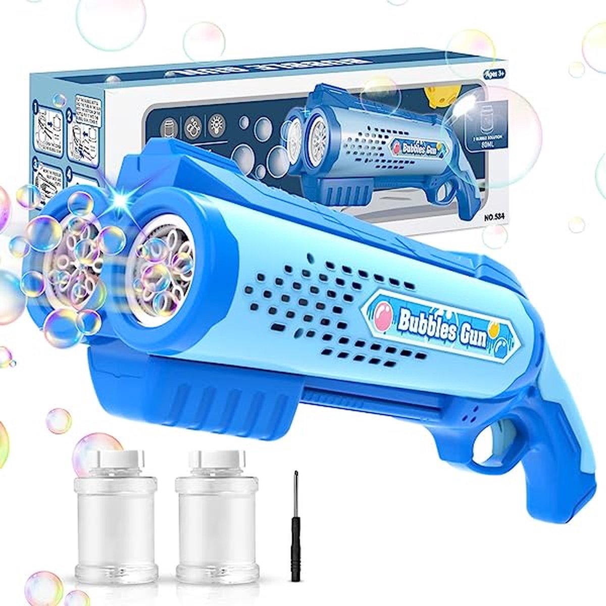 Bubble Blaster - Bellenblaas shotgun - Met Led-Verlichting - 2x Bellenblaas Navulling - Bellenblaas Pistool - Machine - Bruiloft - Incl. batterijen