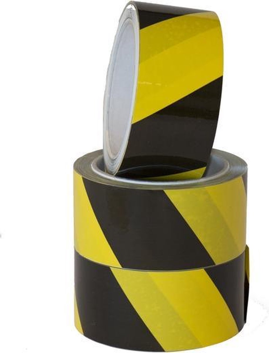 Waarschuwingstape Budget zwart/geel 50mmx66m (3 Stuks)