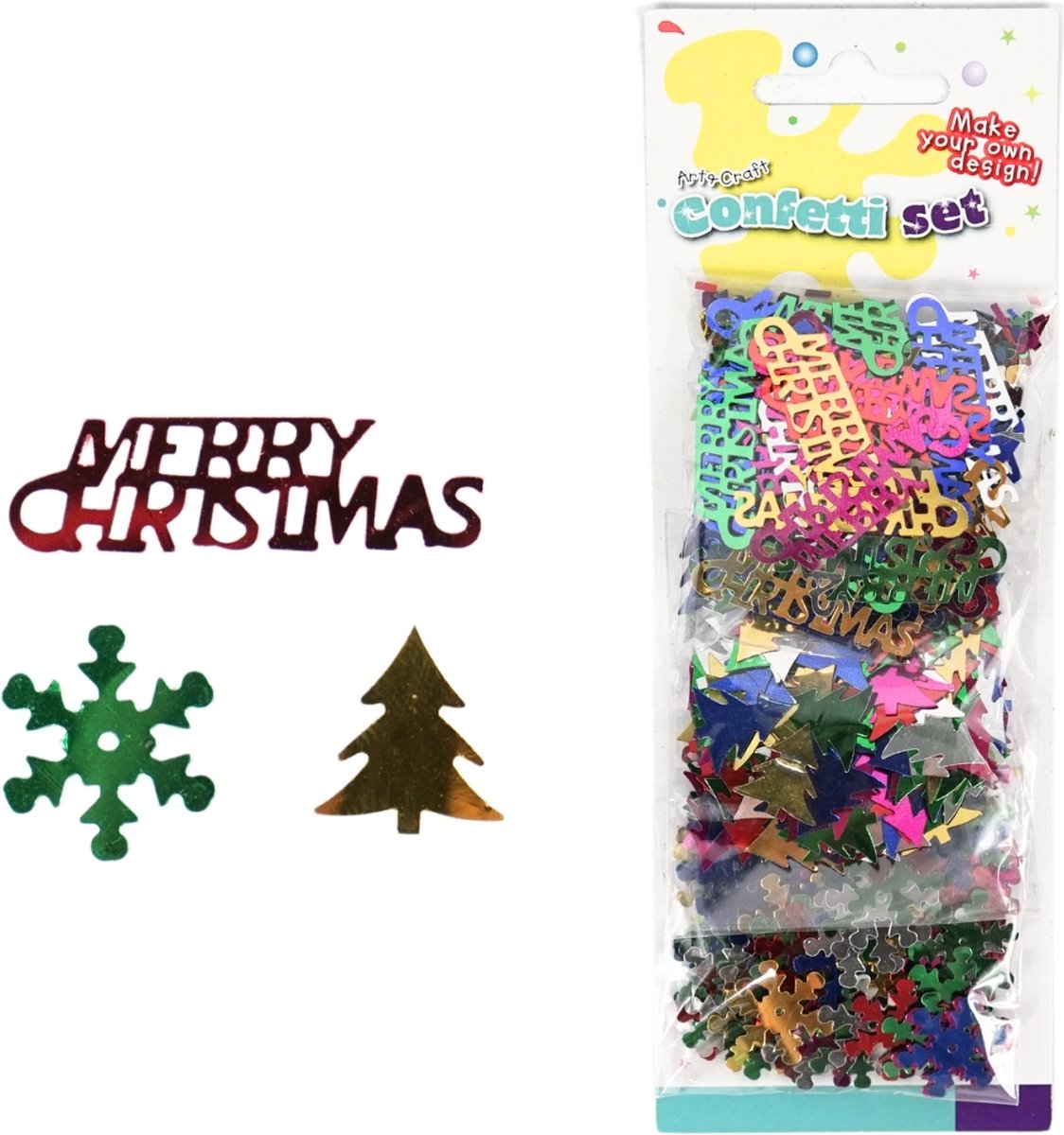 Kerst conffetti metallic 3 x 7 gram doos 24 sets
