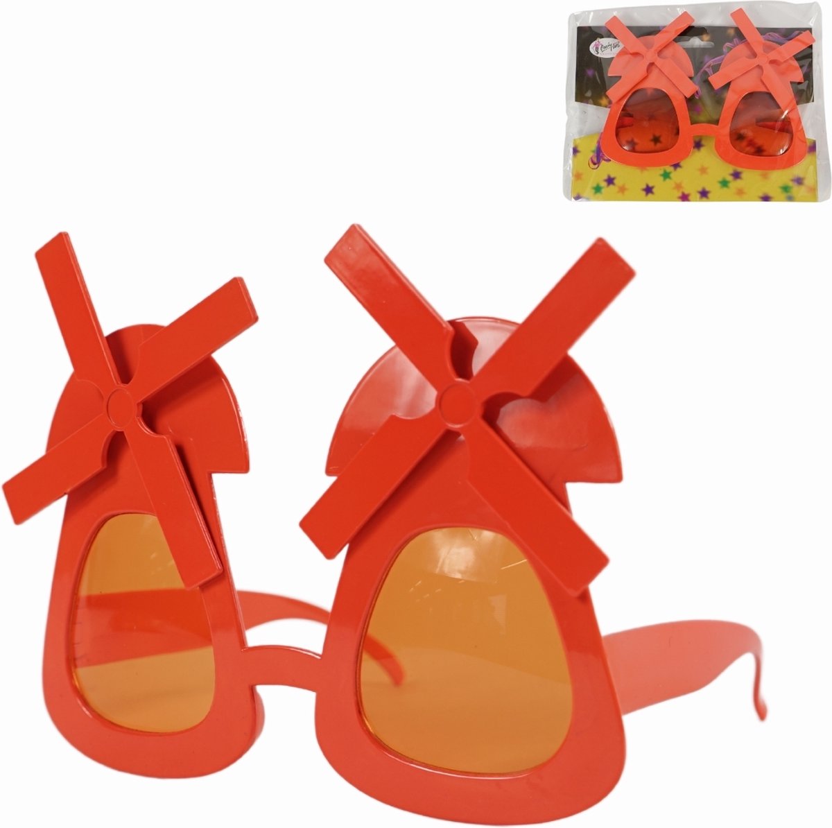 Oranje bril Hollandse Molen 17 cm set 12 stuks