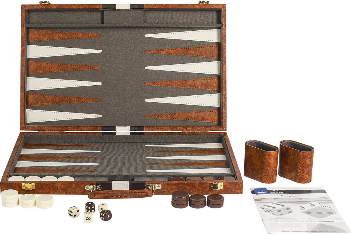 Buffalo backgammon Piping bruin 46 x 28 cm