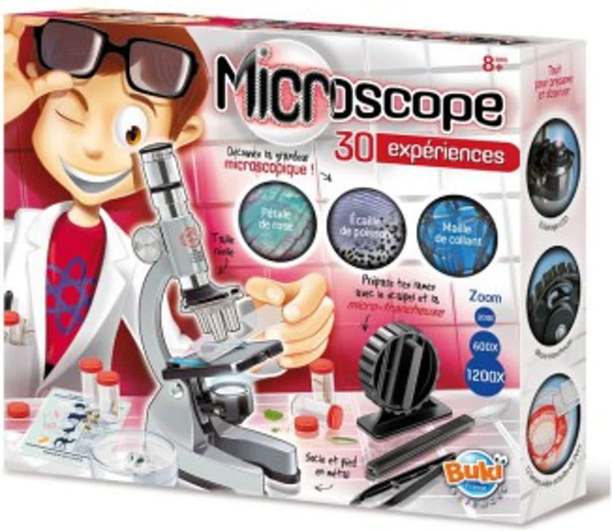 BUKI microscoop voor kinderen van metaal met 30 experimenten.