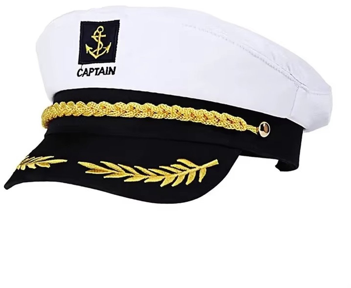 BukkitBow - Luxe Kapiteinspet - Stijlvolle Marine Pet - Unisex Carnaval Cap voor Dames en Heren - Katoen Hoed 56-60cm