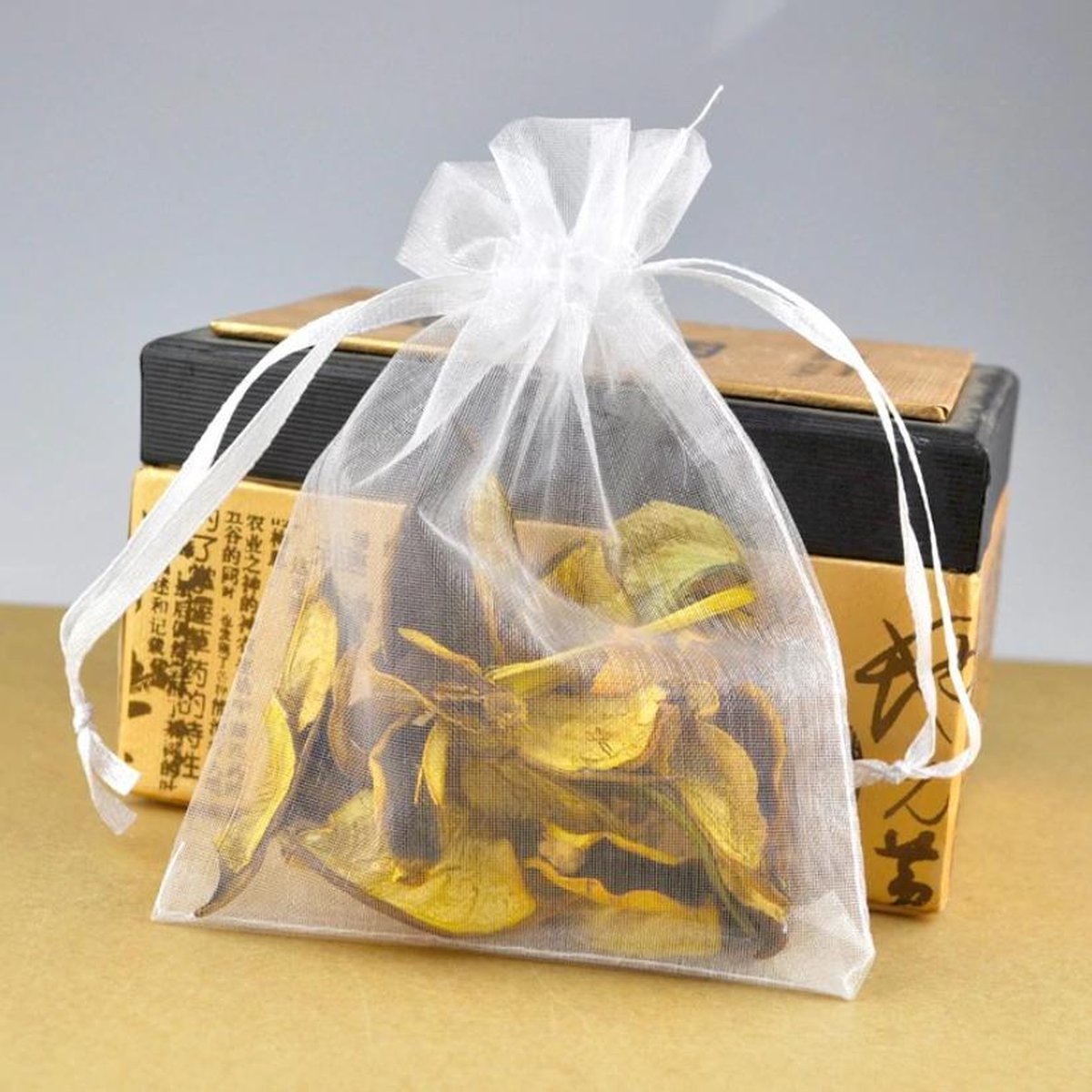 BukkitBow - Organza Zakjes - 50 Organza Kado Zakjes - Wit