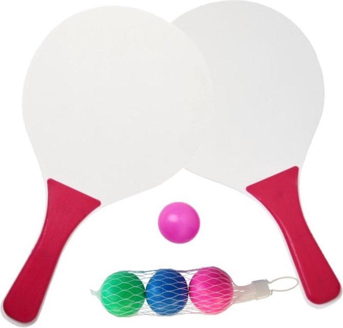 Houten beachball set roze met extra balletjes - Strandspelletjes