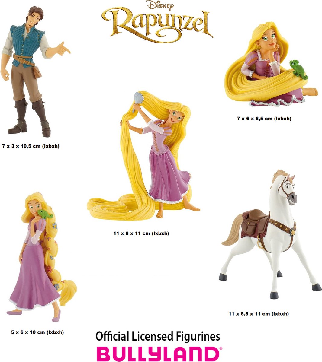 Bullyland - Disney Rapunzel Speelset - Taarttoppers - Set 5 stuks (+/-  6-11 cm)