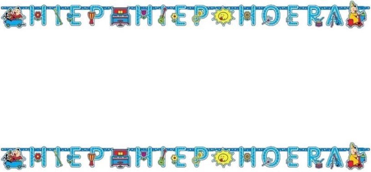 2x Letterslingers   thema 1,5 meter Hiep Hiep Hoera - Feestslingers/letterslingers - kinderfeestje versiering/decoraties