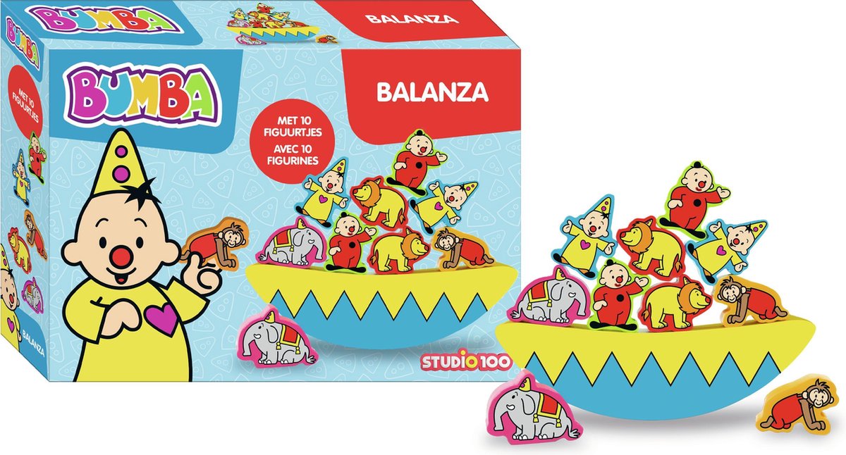 Bumba - Spel - Balanza - Houten stapel spel - Met 10 figuurtjes