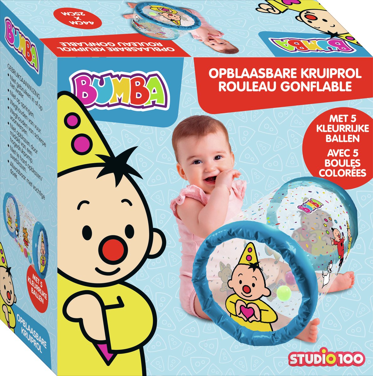   Opblaasbare kruiprol - Confetti - Met 5 kleurrijke ballen