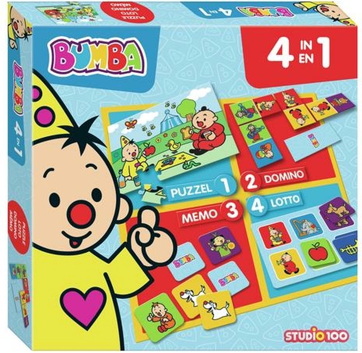   bordspel - 4 in 1 - puzzel, lotto, domino en memo