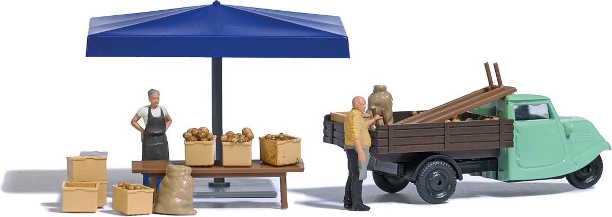 Busch - A-SET: MARKTSTAND KARTOFFELN H0 - modelbouwsets, hobbybouwspeelgoed voor kinderen, modelverf en accessoires