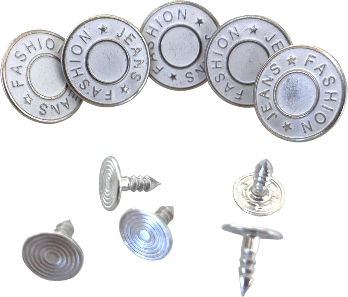 Buttonz® - 5 stuks 17 mm Jeansknopen Wit - 