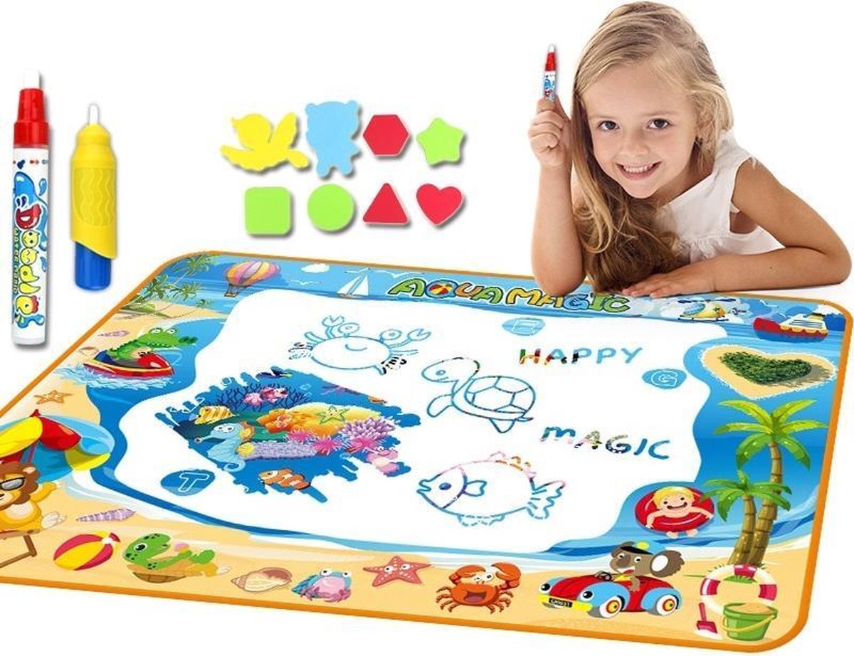   Magische Kleuren Water Tekenmat - Inclusief 10 Accessoires – Aqua Magic Tekenen –   Mat - 100x70 CM