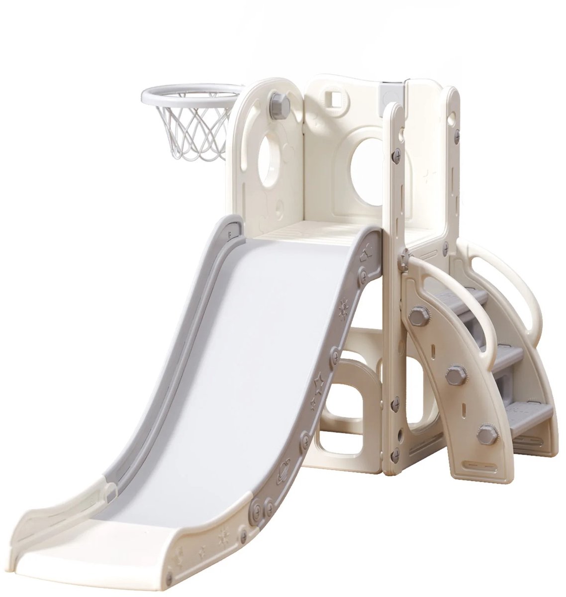 Buylin Speeltoestel Single Slide - Peuterglijbaan - Buitenspeelgoed - Glijbaan - Speeltoestel - Basketbalring - Voor Binnen en Buiten - Voor Peuters en Jonge Kinderen - 150x70x85 cm