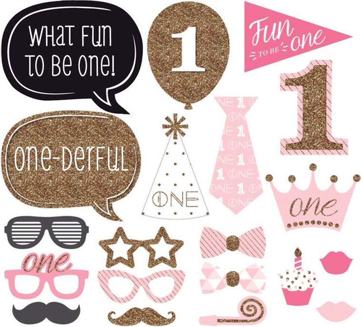 Meisje 1 jaar Girl One Year Photobooth Party Prop