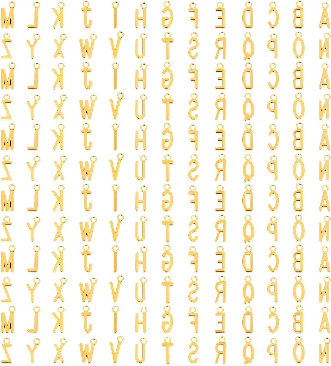 ByShane - 156 stuks letter bedels mini-hoofdletters A-Z voor sieraden maken - gouden letterhangers - hypoallergeen