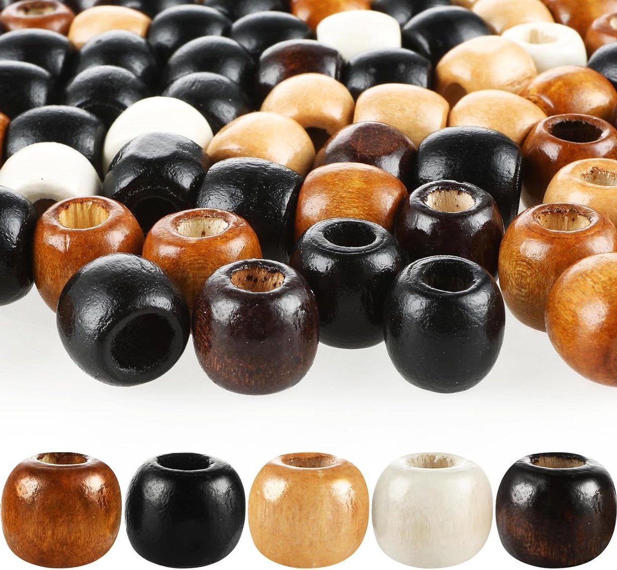 ByShane - 200 stuks houten kralen, natuurlijke houten kralen voor knutselen en sieraden maken
