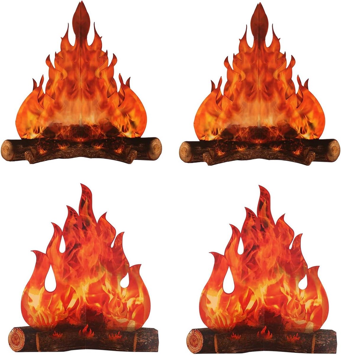 ByShane - 4 Stuks Decoratief Karton Vlam Fakkel Partydecoraties - Bonfire Camping Decoratie