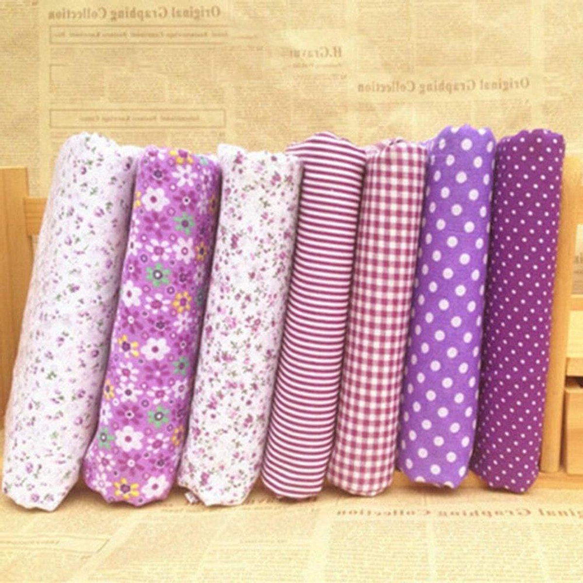 ByShane - 7-delige Patchwork Katoenen Stoffen Bundel - Verschillende Patronen - Multicolor - Handwerk - Naaien - DIY - 50x50cm