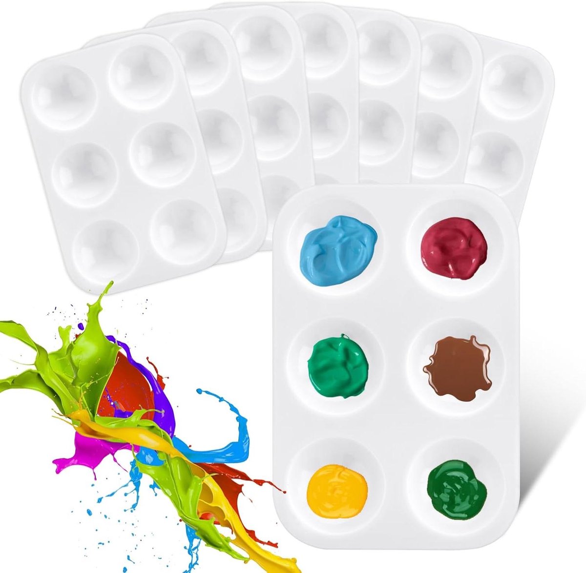 ByShane - 8 stuks mini-mengpalet voor kunstschilderij en knutselonderwijs - Kunststof palet voor acrylverf mengen met 88 x 125 cm kleurentabletten.