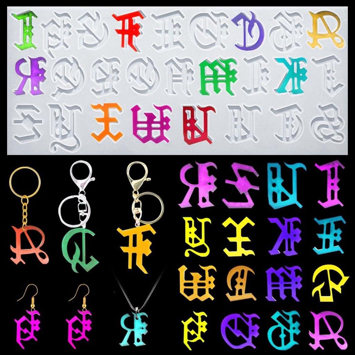 ByShane - Alfabet Letter Sleutelhanger Hars Mal voor Resin DIY Craft - Casting Mold voor Hanger, Oorbel, Sieraden Maken