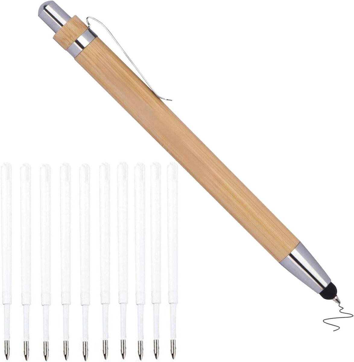 ByShane - Bamboe balpen met vullingen voor leraren en medewerkers - Zwarte inktpennen - Stiftcadeau met gepersonaliseerd design