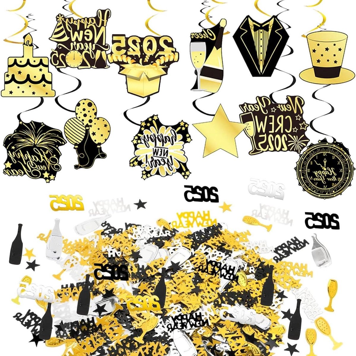 ByShane -   Happy New Year 2025 - Oudejaarsavond Tafeldecoratie - Feestelijke Decoratie -   Plafondhanger - Oudejaarsavond Feest Benodigdheden