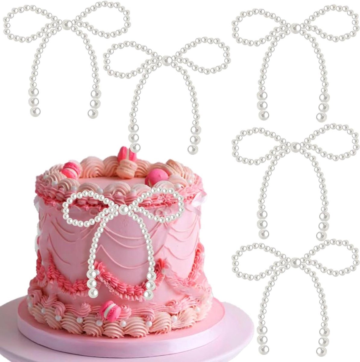 ByShane - Cupcake Decoratie Accessoires voor Taartdecoratie - Set van 12 stuks - Wit met Parels - Geschikt voor verjaardagen, bruidsfeesten en bruiloften