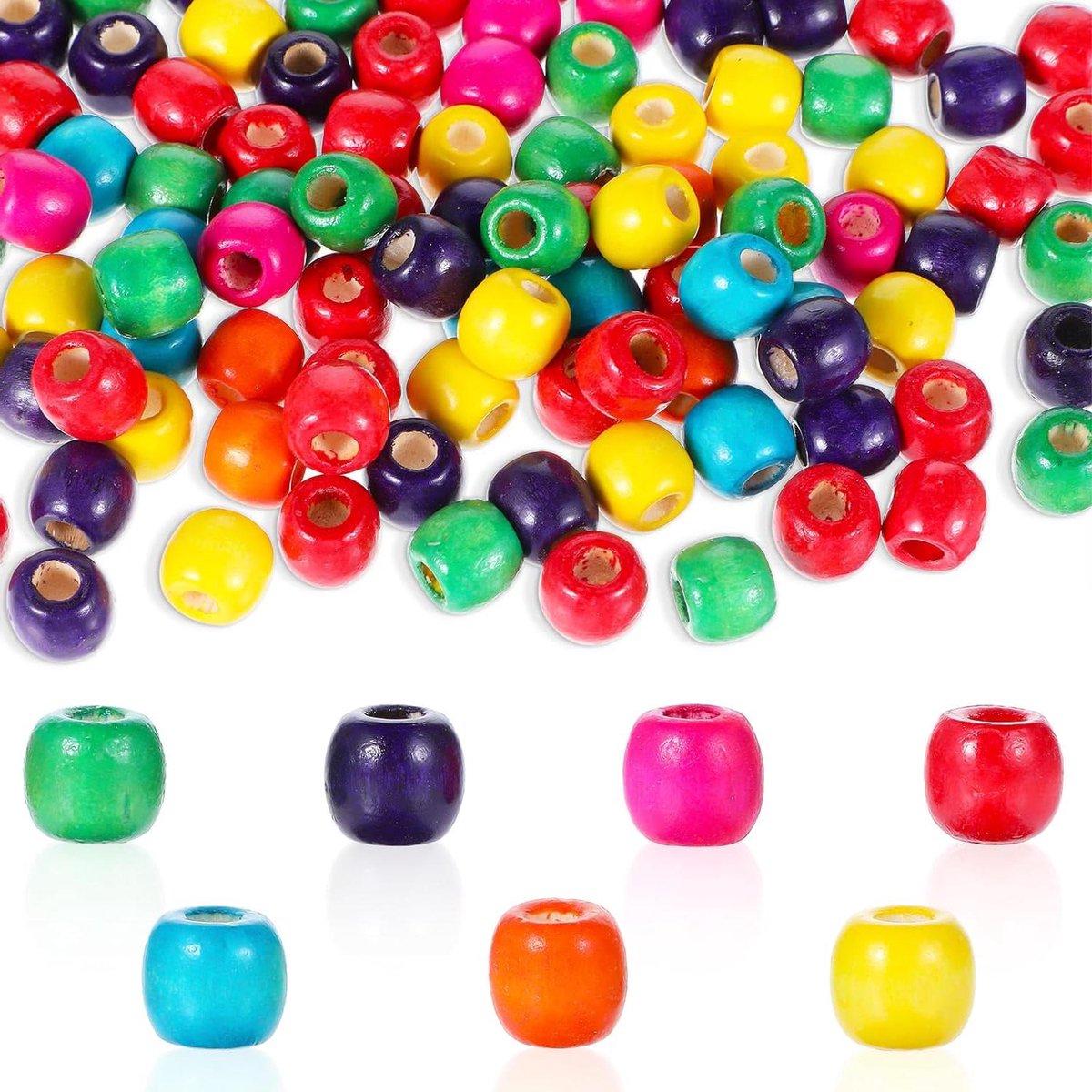 ByShane - Gekleurde Houten Kralen - 200 Stuks - Haarvlecht- en Sieradenkralen