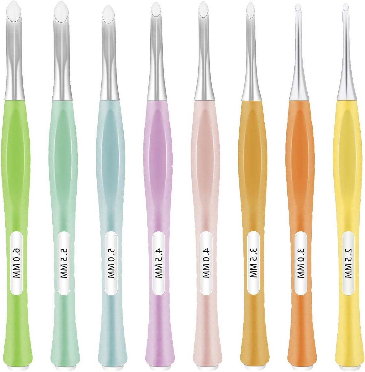 ByShane - Haaknaaldenset 8-delige ergonomische antislip voor beginners - zachte grip - mutsen handschoenen sjaals breien doe-het-zelf 25-6 mm (C-J)