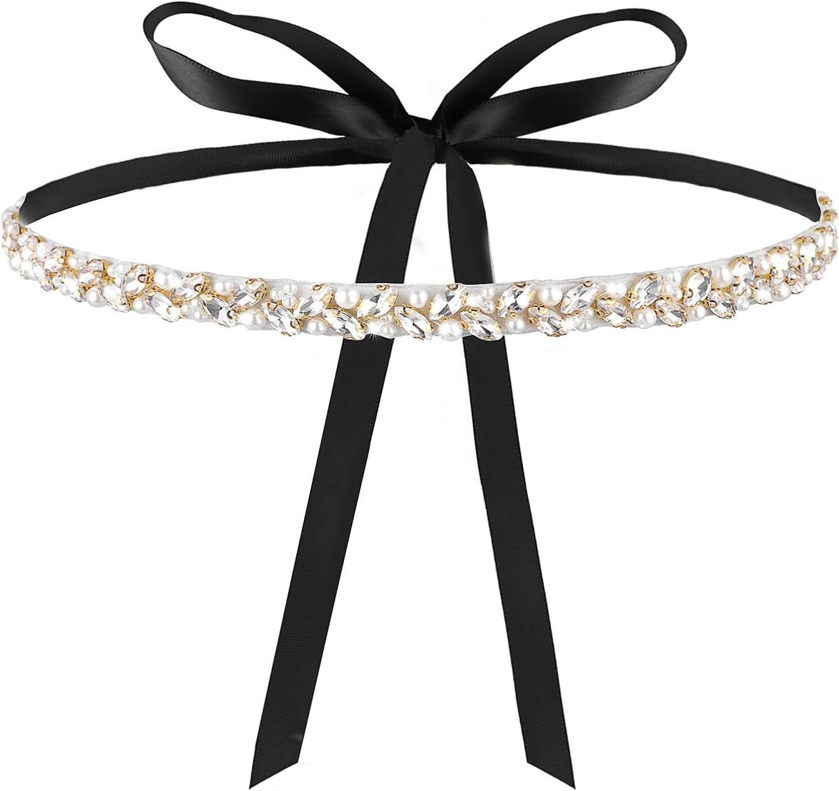 ByShane - Handgemaakte Strass Bruidsriem met Kristallen en Linten - Bruids Trouwjurk Accessoire - Sjerp voor Bruidsjurken