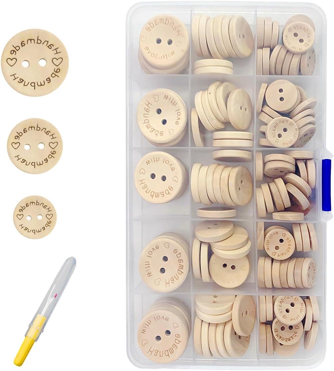ByShane - Houten knopen met naadscheider - 140 stuks - Handgemaakt met liefde - Ronde handgemaakte knopen met twee gaten